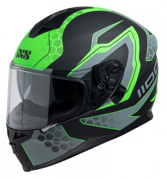 Шлем IXS HX-1100 2.2 чёрный зел.